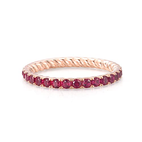 Santuzza 925 Sterling Silver Created Ruby Stackable Ring Engagement Wedding Eternity Stacking Ring For Women (5) #TOP1