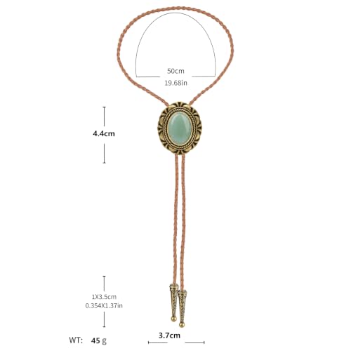 Image of Jeilwiy Bolo Tie for Men Western Cowboy Tie Necklace Gold Bolo Tie Leather Necktie Halloween Tie Accessories for Women