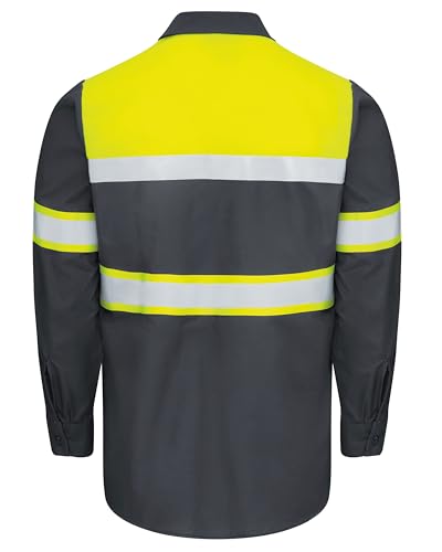 Image of Red Kap Men's Hi-vis Ls Colorblock Ripstop Work Shirt-Type O, Class 1