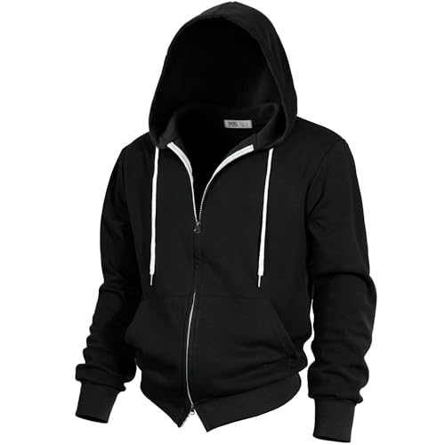 Ohoo Mens Slim Fit Double Slide Zipper Zip Up Hooded Sweatshirt