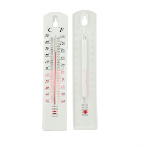 2Pcs Indoor Outdoor Wall Mounted Thermometer Dual Scale Temperature Gauge,for Home Garden Greenhouse Office Room Monitoring -50°C to 50°C