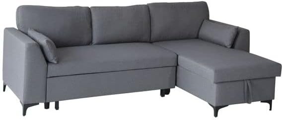 Happy Garden canapé d'angle Convertible Wade 3 Places en Tissu Gris