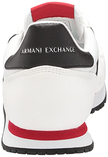 A|X Armani Exchange Mens Lace Up Logo Sneaker, Optical White + Black, 8 Us #TOP2