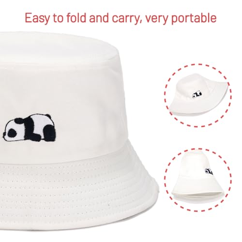 Image of Cotton Bucket Hat for Women Men Summer Travel Sun Beach Bucket Cap, Unisex Outdoor Fisherman Hat