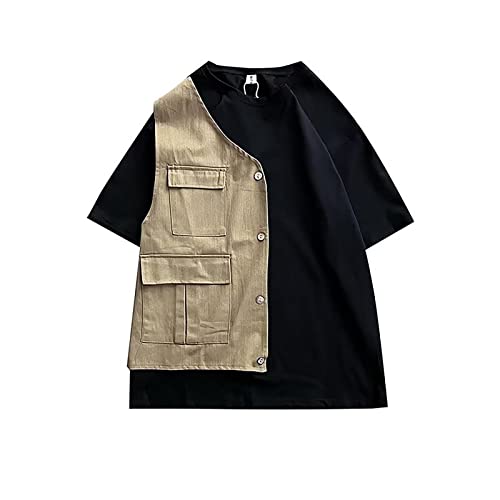 Genérico Dreaming Beach Palm Tree Vacaciones Verano Surf Camiseta Hombre Multicolor Casual Deportivo Divertido Impreso Casual Cuello Redondo de Manga Corta para HombresHombre de Manga Larga T-S