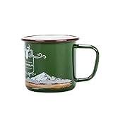 NAOMIXING Enamel Mug Camping Coffee Mugs Cappuccino Cup Travel Mug Ceramic Decor Design With Lid RV Men Women Gifts For Campers(reindeer-army green),3.15x3.15x4.92