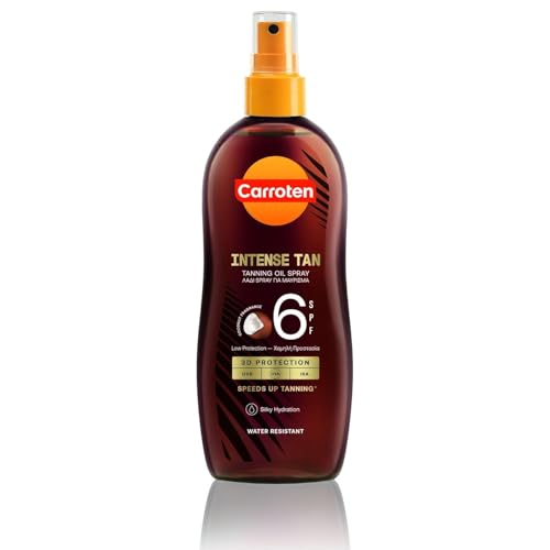 Carroten Aceite Bronceador Intensivo SPF 6 con Coco, 200 ml - Acelerador del Bronceado con Protección Solar - Spray con Ácidos Grasos Omega - Protector Solar con Aceite de Zanahoria y Coco