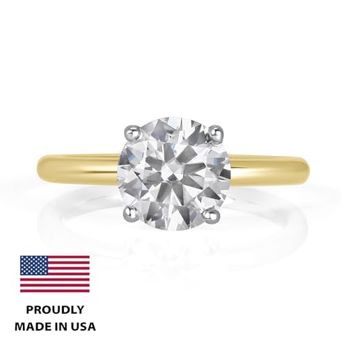 1 to 5 Carat Round Moissanite Solitaire Engagement Ring for Women I 14k Gold Ring (G-H, VS, cttw, DEW) 4-Prong Anniversary Wedding Promise Band Size 4 to 11 Made in USA3