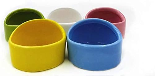 2 Pcs Gradient Side Hamster Ceramic Bowl,Cute Small Animal No Spill No Turnover Food Water Bowl Dish Holder for Guinea Pig Rodent Rat Gerbil Cavy Hedgehog Dwarf Feeder Feeding Basin Bowl,Pet Supplies