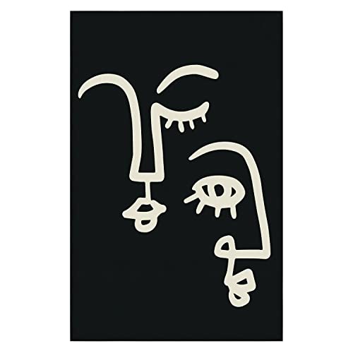 Paño de cocina de algodón Santa Barbara Design Studio con diseño de caras en elegante color negro 2