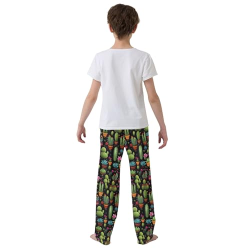 Cactus Long Pajama Pants Elastic Waist PJ Bottoms with Pockets S A1101494