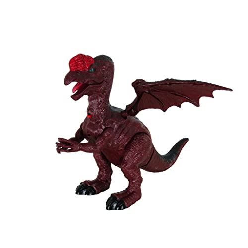 Dinossauro De Brinquedo Com Asas Som e Luz Dragão Infantil (Marrom)