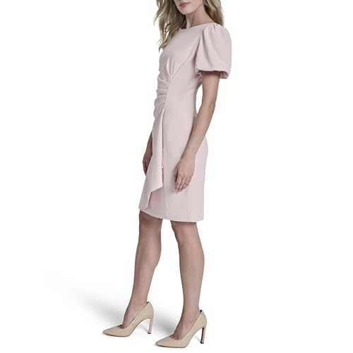 Image of DKNY Women's Short Sleeve Boat Neck Side Ruched Dress