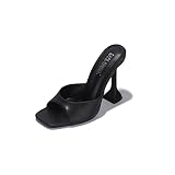 Cape Robbin Lithe Sexy High Heels for Women, Square Open Toe Shoes Heels - Black Size 6
