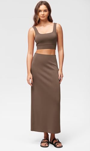 Image of ODODOS Modal Soft Maxi Skirt for Women, Back Slit High Waist Casual Long Pencil Skirts