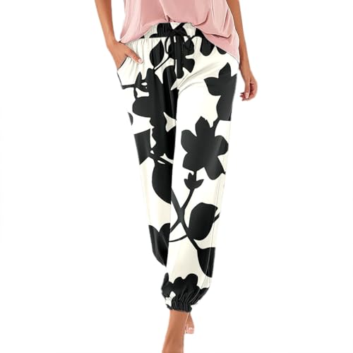 Pantalon ete femme ample et fluide imprimé avec poches pour le quotidien