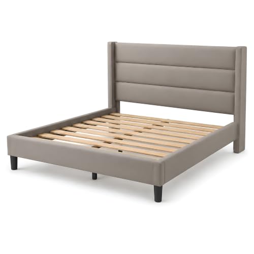 MATTERHORN Queen Size Taupe Fabric Bed - Image 5