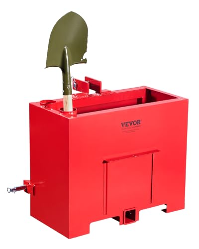 VEVOR Ballast Box 3-Point Category 1 Tractor Ballast of 800lbs Capacity for 2 Inch Hitch Receiver Heavy-Duty Steel 4.3 ft Large Volume Loader Attachment with Sliding Door Red