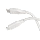 CIO 柔らかいシリコンケーブル USB-C & ライトニング (USB Type-C/Lightning) iPhone 14 PD 60W 急速 充電 絡まない 30000回折り曲げ対応（ストレート, ナチュラルホワイト, 1m）