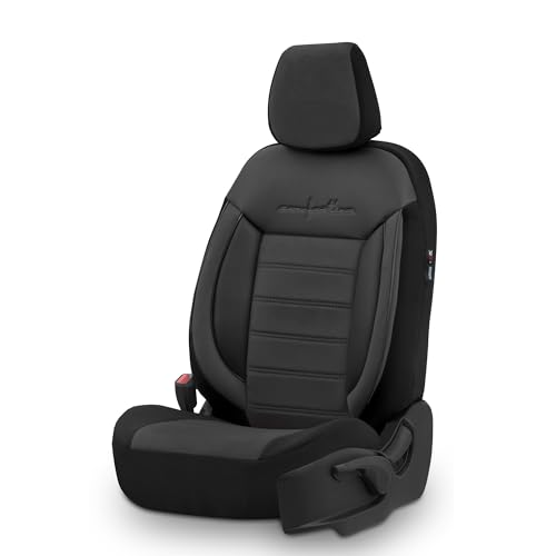 Universelle Samt/Stoff Sitzbezüge ’Comfortline’ Schwarz - 11-Teilig- - kompatibel mit Side-Airbags