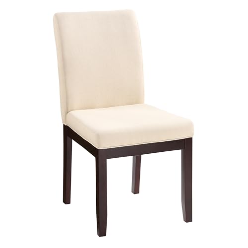 Image of OSP Home Furnishings Dakota Upholstered Parsons Dining Chair with Espresso Finish Wood Legs, Linen