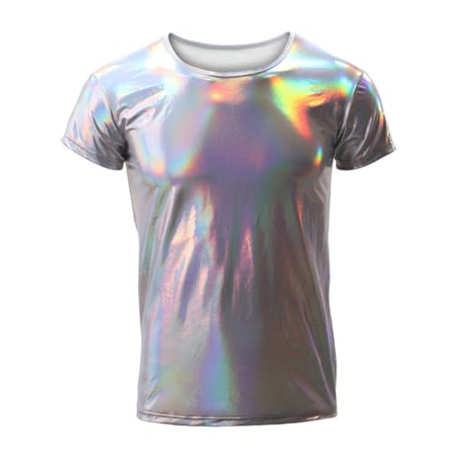T-shirt effet mouillé extensible et respirant pour costume de danse homme