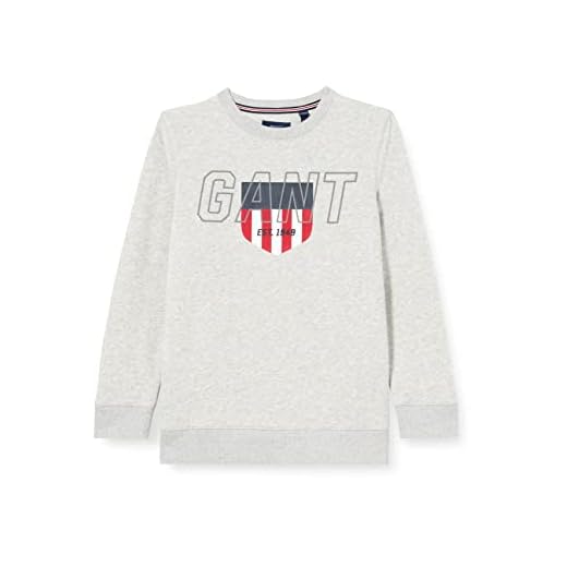 GANT Mädchen D2. Sporty Shield C-Neck Sweat Sweatshirt, Light Grey Melange, 170