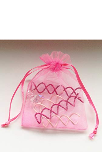 Set of Twistie Twist Spin Pins Spiral Hair Pin Bun Ballet | Brunette + Blonde Bobby Pins Pink (2 Long, 2 Short + Heart Gem)