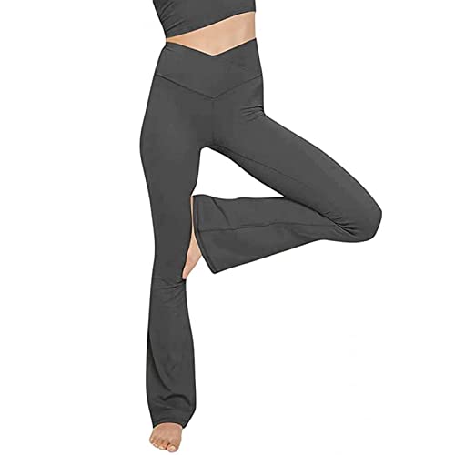 Yokbeer Leggings Cruzados para Mujer, Pantalones de Yoga Negros de Talle Alto, Pantalones de Gimnasio para Entrenamiento (Color : Dark Gray, Size : XXL)