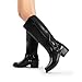 DREAM PAIRS Women's Square Toe Knee High Boots Motorcycle Riding Pull-on Fashion Long Biker Boots for Women,Size 8,Black,DWUMKB2529