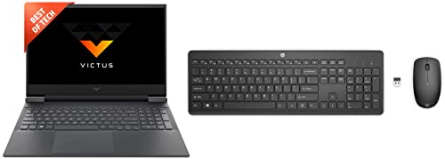 Image of HP Victus Gaming AMD Ryzen 5 5600H Processor 16.1 inch(40.9 cm) & 230 Black Chicklet Wireless USB Keyboard and Mouse Set with 2.4GHz Wireless Connection and 12 Function Keys / 16 Month