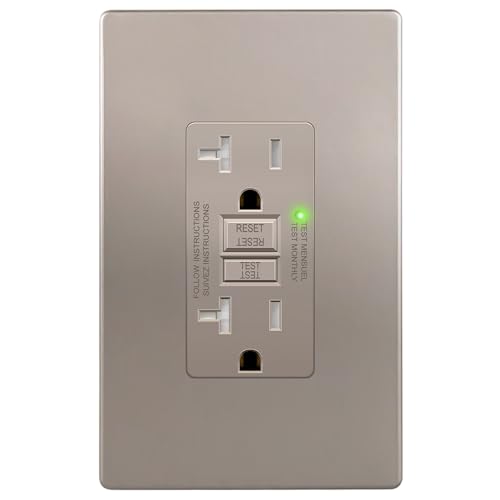 Image of LIDER GFCI Outlet 20Amp, GFCI Receptacle, ETL Listed, Matte Nickel | Tamper-Resistant, Ground Fault Protection, LED Indicator, No-False-Trip Performance, Screwless Wall Plate, Anti-Interference