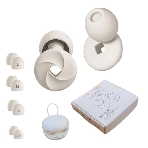 Ologolu Reusable Silicone Earplugs -33dB Noise Cancelling, Eco-Friendly Plugs for Sleeping, Studying, Travel, Work, Concerts, Meditation – 4 Sizes for Perfect Fit, Includes Carry Case for Storage