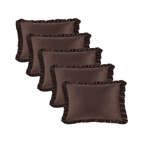 Image of Velvet Coffee 14x14 Pillow Covers, Set of 2 Decorative Ruffle Cushoin Pillow Covers for Sofa Couch