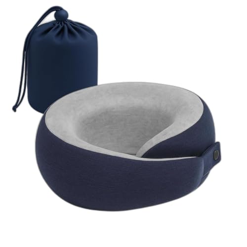 Image of Memory Foam Travel Neck Pillow | Ergonomic U-Shaped Neck Support Cushion with Soft Washable Cover & Carry Bag | Airplane, Car, Train & Office Travel Pillow for Adults (Grey, Pack of 4)
