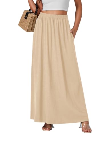 Jupe longue taille haute avec poches en taille M beige mettant fin aux silhouettes inconfortables