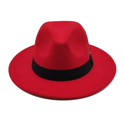 Image of Mens Fedora Hats Classic Wide Brim Fedora Hat for Women Men Dress Hats Panama Hat with Band