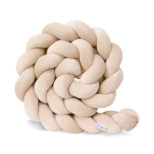 Trenza Cama Bebe, Protector Cuna Trenzado,Trenza para Cuna 3 Hilos, Parachoques Cuna, Trenza Cuna Bebe, Cama Trenzada Serpiente Bebe, Almohada Cuna Trenza,Beige,2m