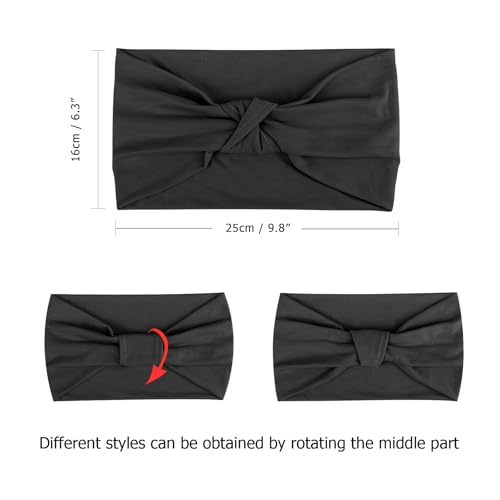 Image of DRESHOW 4 Pack Turban Headbands for Women Wide Vintage Head Wraps Knotted Cute Hair Band Accessories