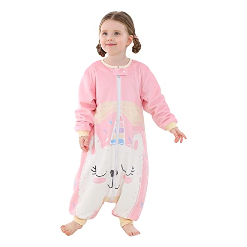 TMEOG Saco Dormir Bebe con Pies Pijama Saco Bebe Ropa Pelele para Dormir con Cremalleras Pijamas Enteros de Manga Larga para Bebé Niña Niño 1-6Años(Unicornio,3-5años)