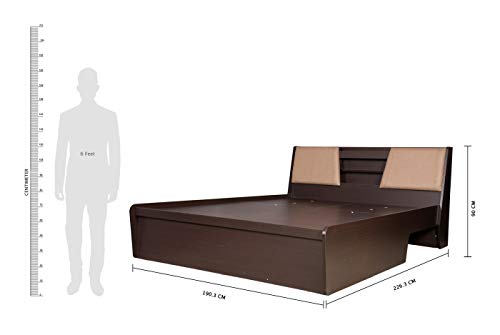 Image of Prudent King Size Engineered Wood King Bed with Hydraulic Storage (Particle Board - Teak Walnut)