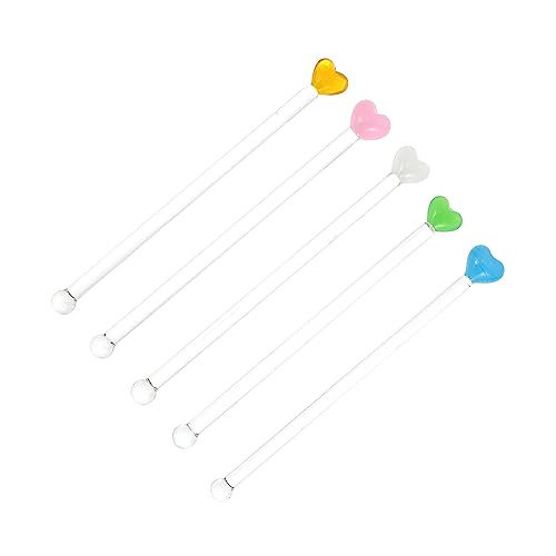 COLLBATH 5pcs Cocktail Drink Mixers Stirring Sticks Glass Mixing Sticks Odorless High Strength Stirrers for Cocktails Juices Beverages