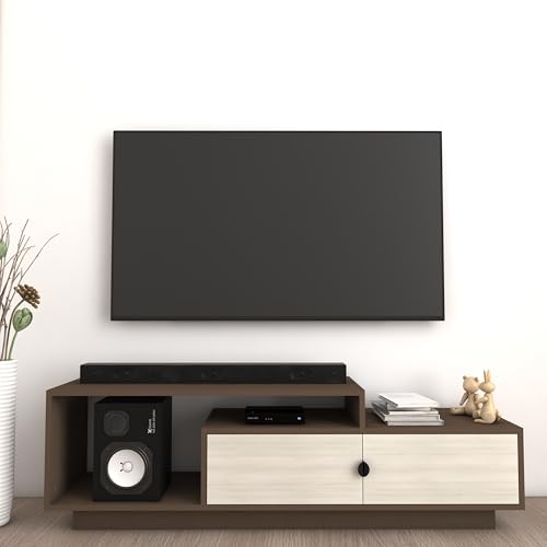Image of Caspo TV Unit with Storage | Engineered Wood TV Entertainment Unit | Installation Type - DIY(Do-It-Yourself) | Colour - Mocha Brown & Acacia