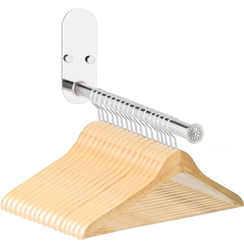 XINYUWIN Stainless Steel Clothes Hanger Storage Rack,Wall Mounted Clothes Hanger Organizer, Clothes Bar-Hanger Holder Hooks, Laundry Room Coat Hanger,Space Saving Adhesive OR Drilling Installation