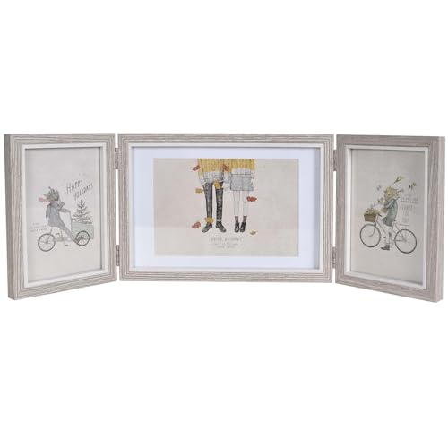 DecorDwell Faltbar Bilderrahm für 3 Fotos, 3-Fach Fotorahmen, Klappbar,...