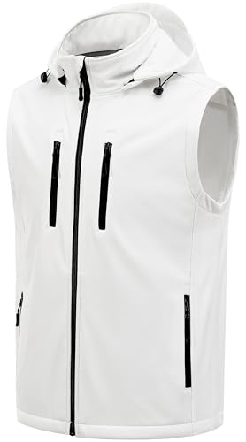 Image of CREATMO US Men's Casual Lightweight Warm Thin Outerwear Vest Windbreaker Sleeveless Jacket With Removable Hood