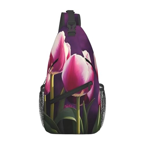 Bolso tipo bandolera unisex negro con diseño floral miniatura 1
