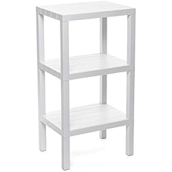 Mueble Estanteria Estrecho Tatay estantería Rectangular de 3 Alturas, Blanco, Acabado Efecto Madera. Medidas 38 x 29 x 73,5 cm