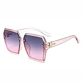 Square oversized frame sunglasses fashion trend sunscreen beauty glasses (Pink Frame Gray Powder)