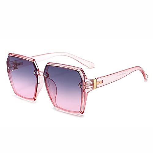 Square oversized frame sunglasses fashion trend sunscreen beauty glasses (Pink Frame Gray Powder)